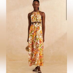 Farm Rio Sand Leopard Forest Maxi‎ Dress S Nwt